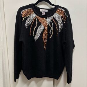 Vintage Karen Scott Medium black embellished sequin sweater